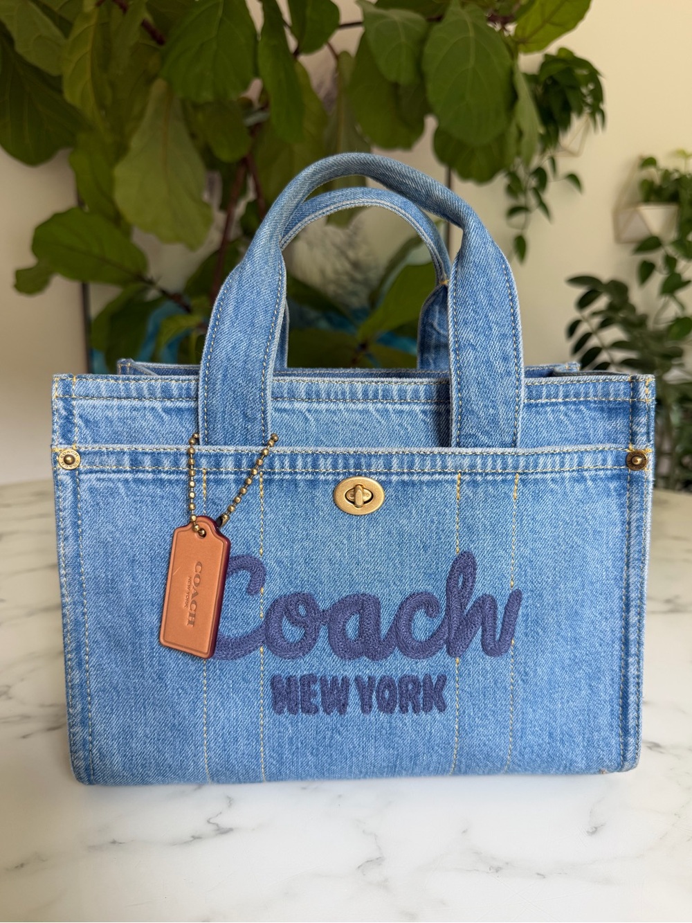 COACH Cargo Tote Bag 26 Denim Indigo Blue CR659 Crossbody - Picture 2 of 16